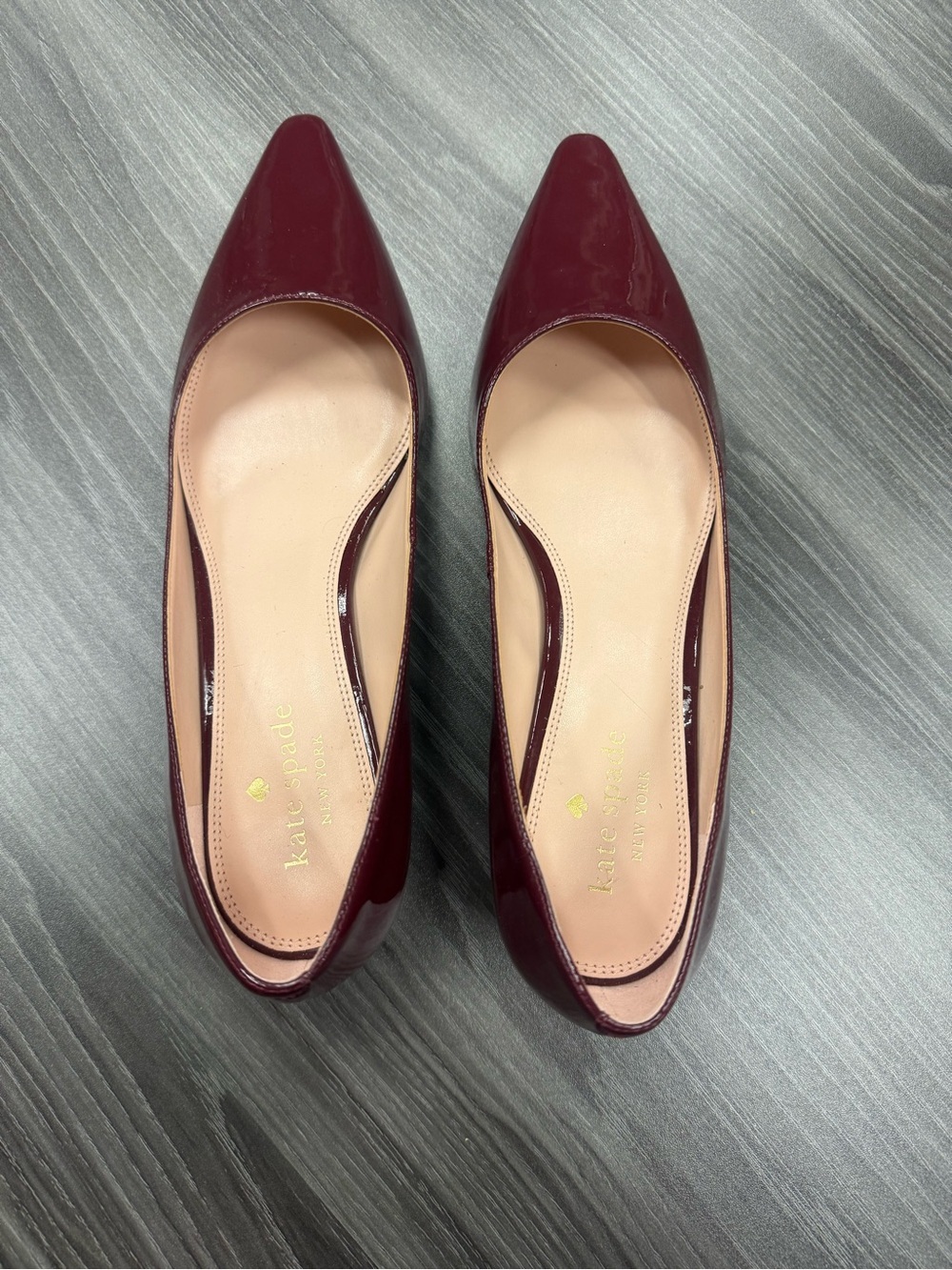 Kate Spade New York Dark Merlot Patent Leather Pointed Toe Pumps Heels Size 9B - Picture 5 of 12